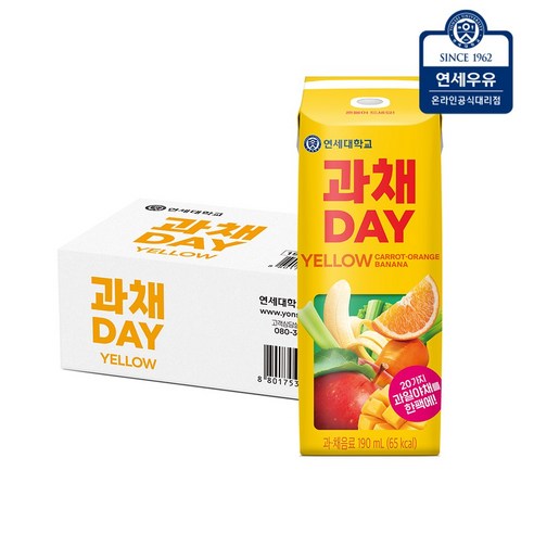 연세유업 과채데이 음료 옐로우, 190ml, 48개