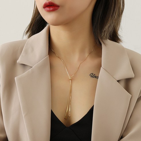 kcwen 14k/18k금 여자 삼각형 체인 목걸이 목걸이