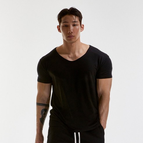 알브이디 텐셀모달 와이드 U넥 머슬핏 반팔티(6color)