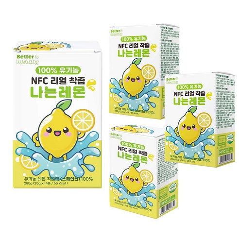 100% 유기농 NFC 리얼착즙 나는레몬 1일1레몬 스페인산 레몬원액 유기농레몬즙 레몬수 레몬즙스틱 레몬디톡스, 280g, 4박스