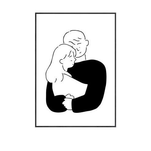 햇빛에이치 북유럽 모던 감성 인테리어 그림액자, 따뜻한 포옹, 블랙