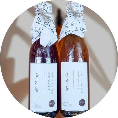 부산방앗간 제조 저온압착 참기름+들기름 350ml 세트, 1세트