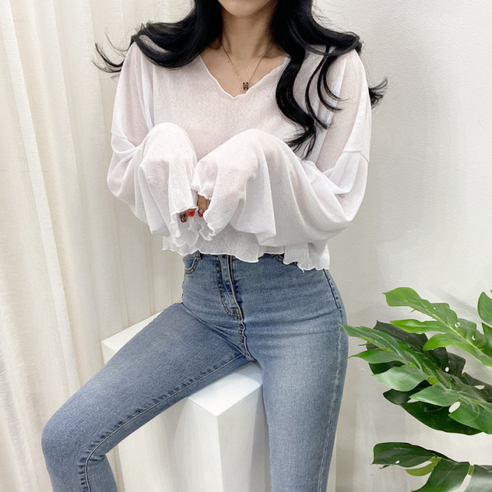 스트릿제이 날라리 크롭 오프 시스루 긴팔 티셔츠: 여름 스타일을 더욱 멋지게 돋보이게 만드는 세련된 아이템