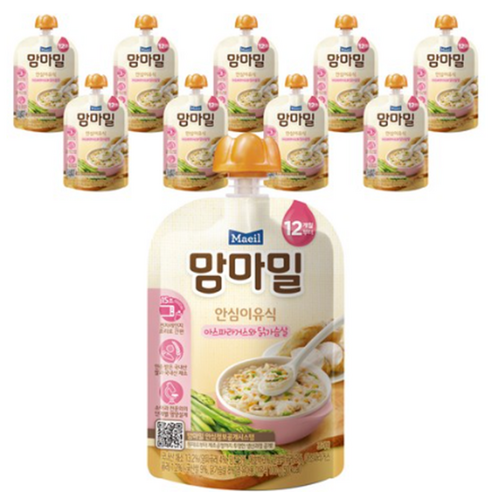 맘마밀 안심이유식 12개월, 아스파라거스와 닭가..., 100g, 10개 아스파라거스와 닭가슴살 × 100g × 10개 섬네일