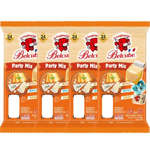 래핑카우 벨큐브 24큐브 125g 파티믹스 4개, 125g, 4개