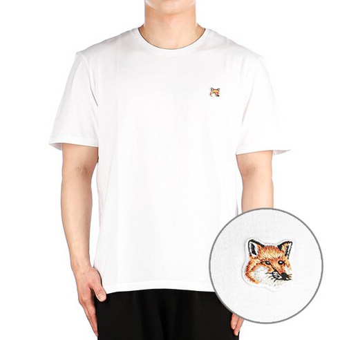 메종키츠네 24SS (LM00104KJ0008 WHITE) 남성 폭스헤드 반팔 티셔츠