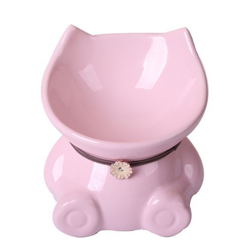 miaowang 반려동물 세라믹 귀염이 식기, 연핑크 L, 4개