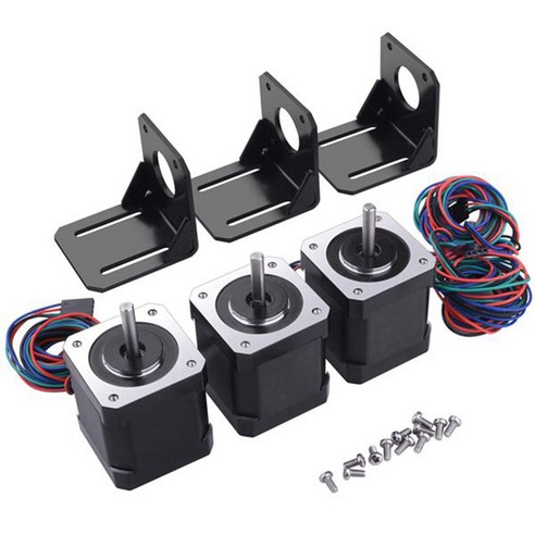 Xzante 3팩 Nema 17 스테퍼 모터(1M 4핀 케이블 및 커넥터 포함) 마운팅 브래킷 키트 용 3D 프린터/CNC, 검은 색