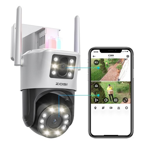 조시 ZOSI 8MP 360도 WiFi cctv 실외 무선 듀얼 F2.0렌즈 감시카메라 Zosi C298, 4개, 4MP
