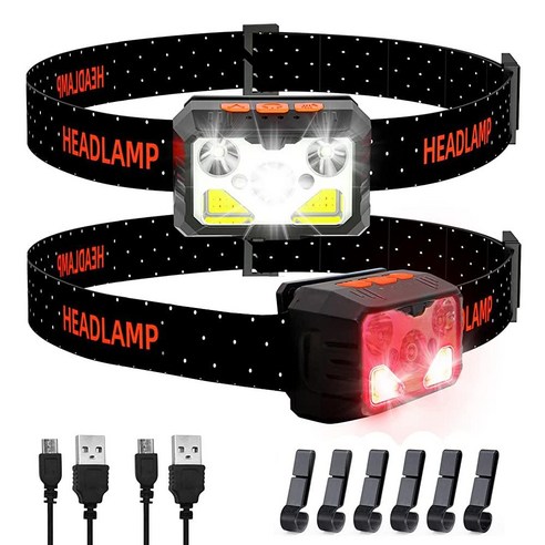 Viowey 헤드램프 충전식 1500루멘 모션 센서 8가지 모드 LED 헤드라이트 2팩 IPX5 방수 화이트 레드 헤드 손전등 성인 및 아동용 야외 캠핑 낚시 하이킹 자전거
