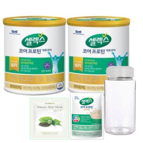 셀렉스 코어프로틴 락토프리*2통*마시는음료1포+보틀+녹차팩1매, 304g, 2개 셀렉스 코어프로틴 락토프리*2통*마시는음료1포+보틀+녹차팩1매, 304g, 2개