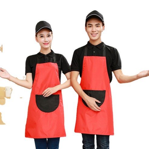 ANKRIC 주방 식당 종업원 더러움 방지 앞치마 원피스앞치마, 빨간색