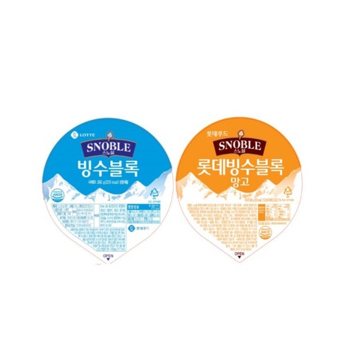 냉동 밀크 빙수블럭 망고 빙수블럭 4박스(48개) 360g / 아이스블럭 빙수얼음, 1개, 밀크 2박스+망고 2박스
