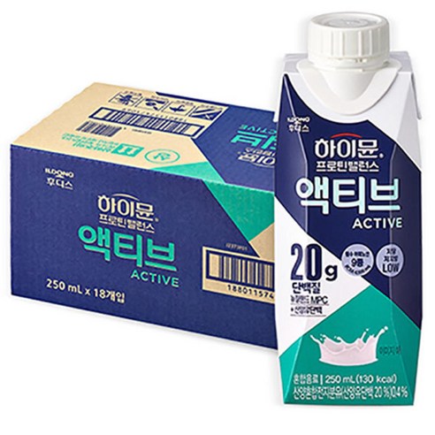 [일동후디스] 하이뮨 프로틴 밸런스 액티브 밀크 250mlx18팩, 18개, 250ml