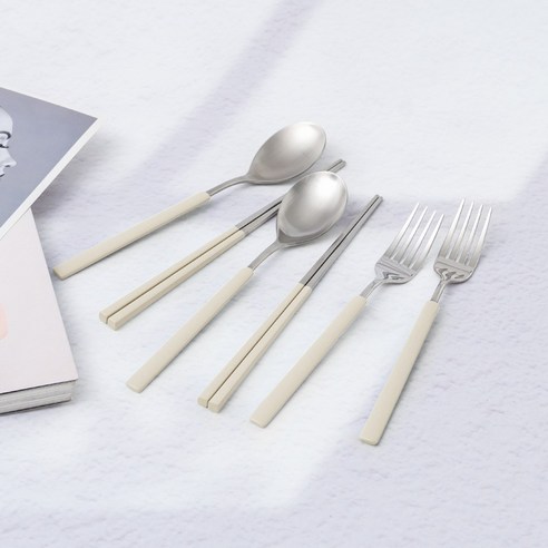 브리앙뜨 펄인러브 수저+포크세트, 2세트, 숟가락+젓가락+포크, 아이보리