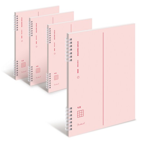 뮤니드 It spring 좌철 2분할 그리드 노트, 파스텔핑크, 4개