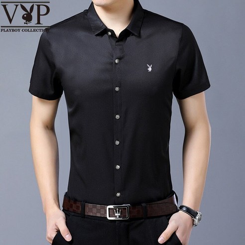Playboy Vip 2020 봄 새로운 긴 소매 셔츠 중년 느슨한 대형 남성 셔츠 비-다림질 인쇄