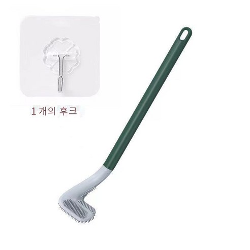 골프 실리콘 화장실 브러시 가정용 화장실 브러시 죽은 코너 화장실 브러시 벽 마운트 화장실 브러쉬, 화장실 브러쉬 [녹색] 후크