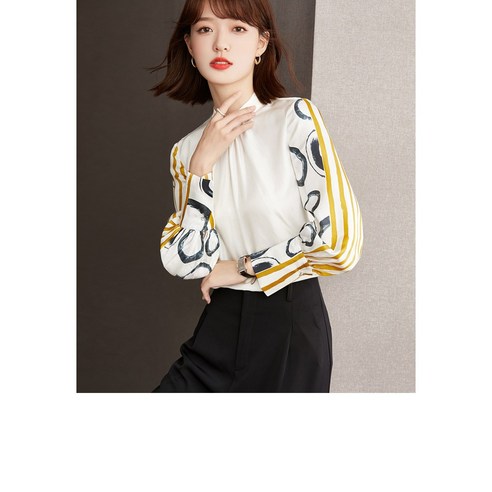 KORELAN 봄 신상품 폴라폴리스 셔츠 등소매 블라우스