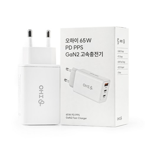 고속 충전과 다중 포트를 지원하는 오하이 65W 3포트 USB PD PPS GaN2 고속 C타입 멀티충전기