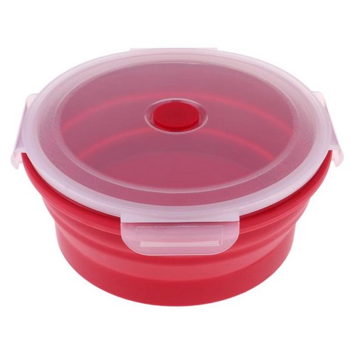 뚜껑 BPA를 가진 휴대용 접을 수 있는 실리콘 야영 그릇은 해방하고 안전한 식기 세척기, 레드, 400ml