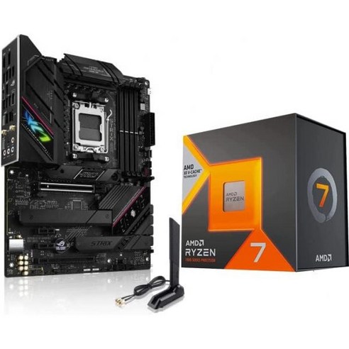 INDRAL AMD Ryzen 7 7800X3D 8코어 16스레드 데스크톱 프로세서 번들과 ASUS ROG Strix B650E-F 게이밍 WiFi AM5(LGA1718) Ry, AMD Ryzen 7 7800X3D + ASUS R S