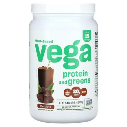 Vega 식물성 단백질 및 녹색 채소 초콜릿 618g(1lbs)