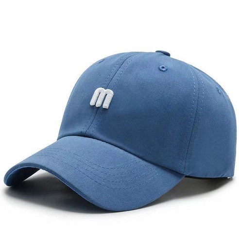 DFMEI 모자 작은 M 자수 신선한 야구 모자 여름 편지 뾰족한 모자 남성과 여성 스포츠 태양 모자, DFMEI 블루