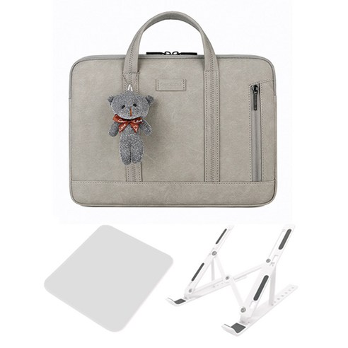 후암마켓 경량 노트북 가방 + 노트북 거치대 2종구성, 그레이 가방 세트 (39.62cm)