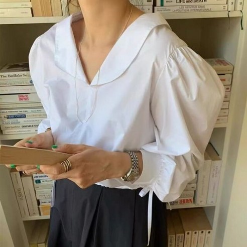 가을 여성블라우스 캐주얼 셔츠 흰 여성 옷 디자인 옷깃