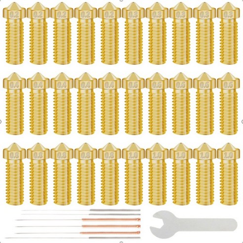 30pcs 3D 프린터 황동 노즐 0.2mm 0.3mm 0.4mm 0.6mm 0.8mm Makerbot Ender 3 CR-10 용 1.0mm 노즐, 보여진 바와 같이, 하나