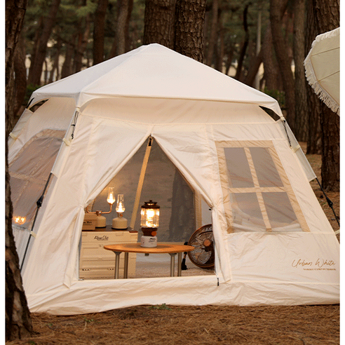 캠프미 어반 화이트 간편한 원터치 텐트: 어디서나 편리한 야외 모험을 위한 필수품