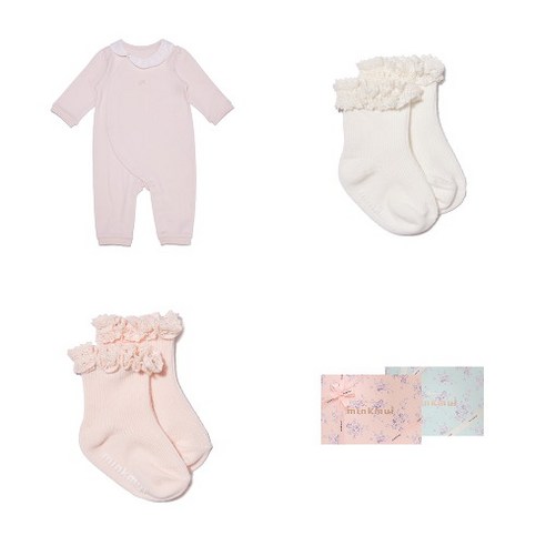 [AK PLAZA] [밍크뮤]PH)프릴오가닉우주복 레이스프릴양말2종SET