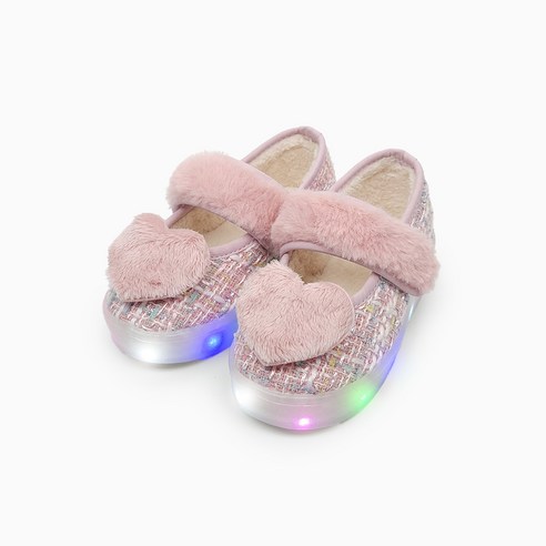 따뜻함과 스타일을 동시에, 베이비솔 트위드하트퍼 LED 메리제인