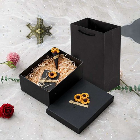 선물 상자 큰 절묘 간단 작은 선물 상자 빈 상자 립스틱 생일 의식 감각 포장 상자, 검은 해바라기, 작은 11*8*5.5CM