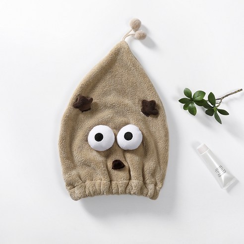폴리에스터 동물 흡수성 헤어 드라이어 캡 극세사 빨리 드라이 고급형, 25*21CM, 커피색.