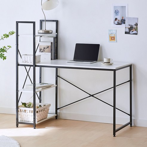 블루밍홈 심플 H형 입식책상, 크림