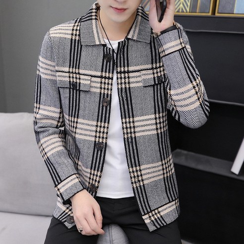 Mao스웨터 코트 남성 카디건 봄과 가을 한국어 스타일 닫기 피팅 자켓 겉옷 가을 패션 겉옷 옷깃 남자 스웨터