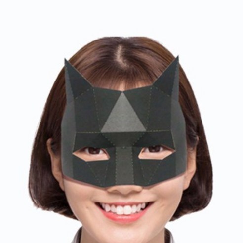 DIY종이반가면 2개입 동물반가면 종이3D가면 생일파티, [CA_070] 2개_캣블랙
