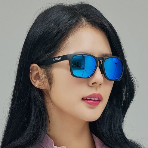 톰디어 변색 편광 골프 등산 낚시 스포츠 자전거 고글 선글라스, SG1 고글, 블랙 프레임_쿨 블루 미러 렌즈, 1개