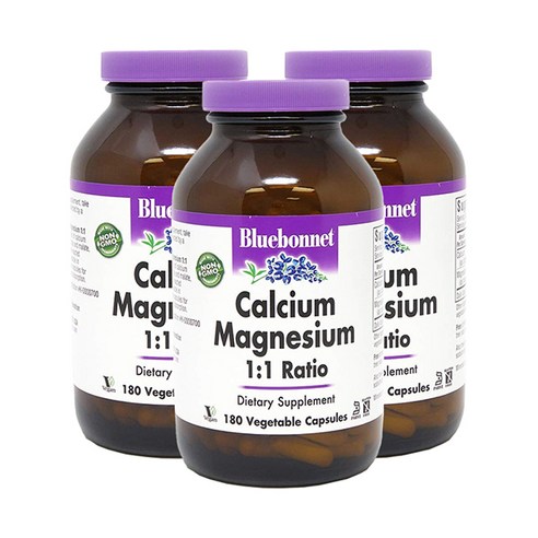 블루보넷 칼슘 마그네슘 1:1 브이캡 무설탕 글루텐 프리 비건, 3개, 180정