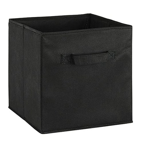뚜껑이 없는 사각형 가정용 접이식 천 정리 가구 의류 저장함 수납함 수납박스, 28×28×28cm, 검정색