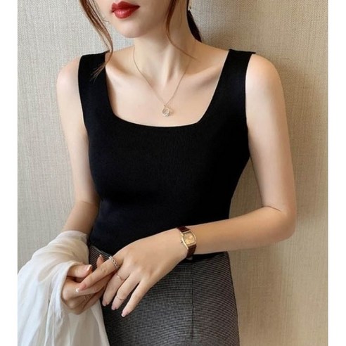여자 무봉제 스퀘어 나시 여름 민소매