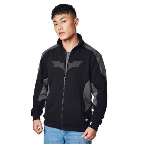 더 소울드 스토어 The Souled Store|공식 배트맨 아이코닉 배트 남성 재킷|레귤러 핏 그래픽 프린트 블랙 컬러 남성 자켓