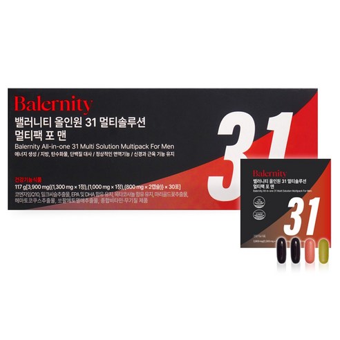 밸러니티 남성용 올인원 31성분 멀티팩 종합비타민 117g