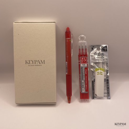 프릭션 볼펜세트 리필 전용지우개 포함, 0.7mm, 빨강