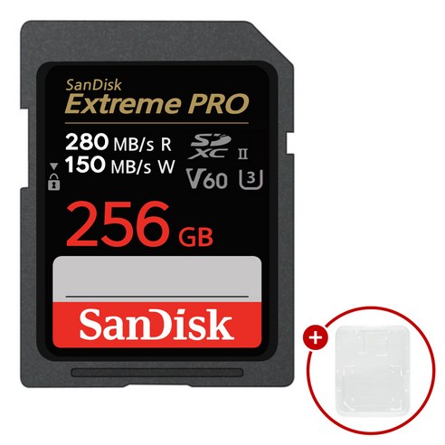 샌디스크 익스트림 프로 SD메모리카드 SDXEP Extreme PRO UHS-II + SD카드 케이스, 1개, 256GB