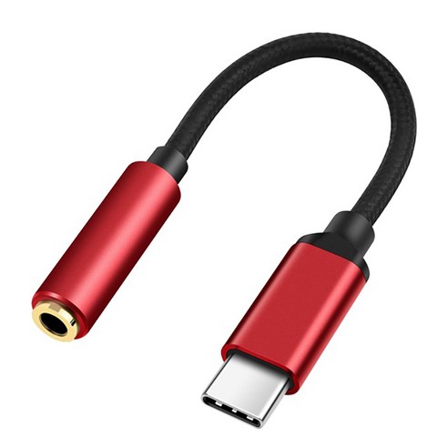 AFBEST VEGGIEG 유형 C ~ 3.5 이어폰 어댑터 USB AUX 오디오 잭 케이블 변환기 화웨이 샤오미 용 헤드폰 헤드셋 변환 플러그, 블랙&레드