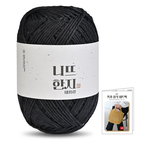 진텍스 한지 뜨개실(150g)x1볼+프리삼각네트백도안, 10_블랙, 1개