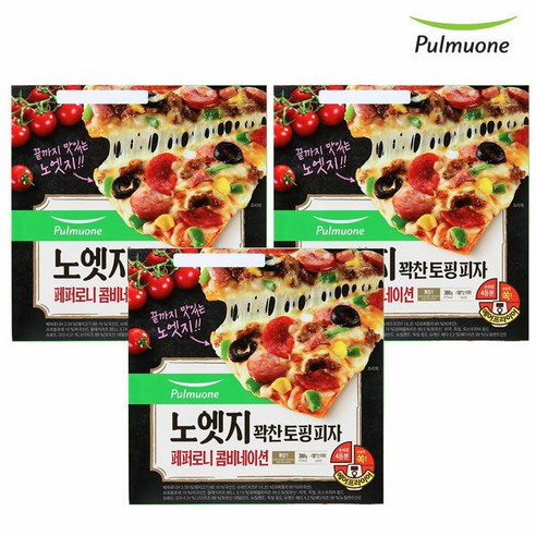 [풀무원]노엣지 꽉찬토핑 피자 페퍼로니콤비네이션x3판세트, 단품
